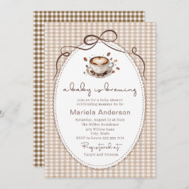 Elegant Watercolor a baby is brewing coffee brawn Einladung