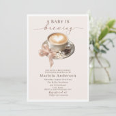 Elegant Watercolor a baby is brewing coffee brawn Einladung (Stehend Vorderseite)