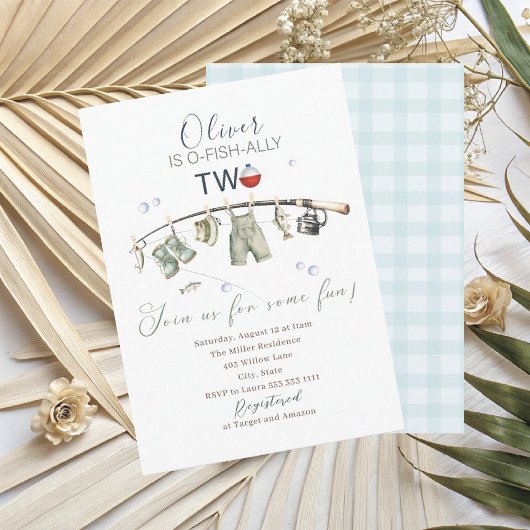 Elegant Watercolor A little fisherman 2nd birthda Einladung