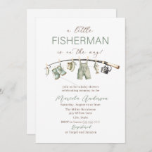 Elegant Watercolor A little fisherman Baby Showe
