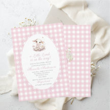 Elegant Watercolor a little lamb pink bow Baby Sho