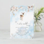 Elegant Watercolor Baby ist kalt außerhalb Baby sh Einladung (Stehend Vorderseite)