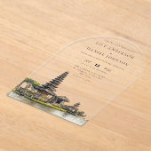 Elegant Watercolor Bali Temple Wedding Arch Acryleinladungen (Ablage )