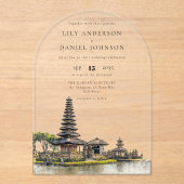 Elegant Watercolor Bali Temple Wedding Arch Acryleinladungen (Vorderseite)