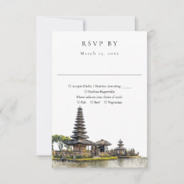 Elegant Watercolor Bali Wedding RSVP Karte