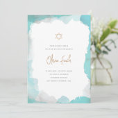 Elegant Watercolor Bat Mitzvah Einladung (Stehend Vorderseite)