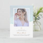 Elegant Watercolor Bat Mitzvah Einladung (Stehend Vorderseite)