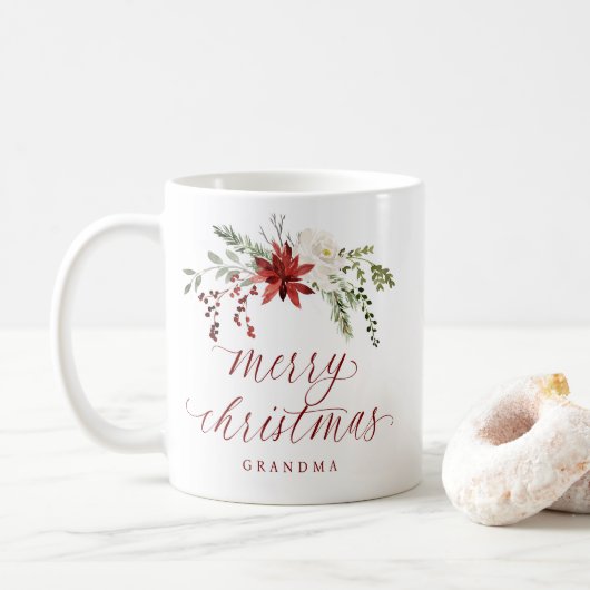 Elegant Watercolor Berries Photo Merry Christmas Kaffeetasse (Mit Donut)