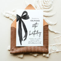 Elegant Watercolor Black Bow 20. Geburtstagsparty