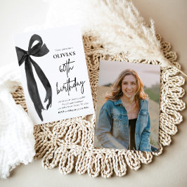 Elegant Watercolor Black Bow 60. Geburtstagsparty Einladung