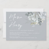 Elegant Watercolor Blauer Blumenstrauß Grün Einladung (Vorderseite)