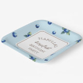 Elegant Watercolor Blue Berry First Birthday Party Pappteller (Gewinkelt)