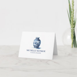 Elegant Watercolor Blue Ginger Jar Interior Design Karte