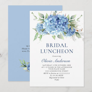 Elegant Watercolor Blue Hydrangea BRIDAL LUNCHEON Einladung