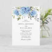 Elegant Watercolor Blue Hydrangea Flora Wedding Einladung (Stehend Vorderseite)