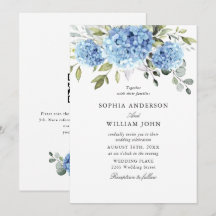 Elegant Watercolor Blue Hydrangea Flora Wedding