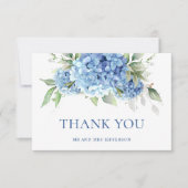 Elegant Watercolor Blue Hydrangea Floral Dankeskarte (Vorderseite)