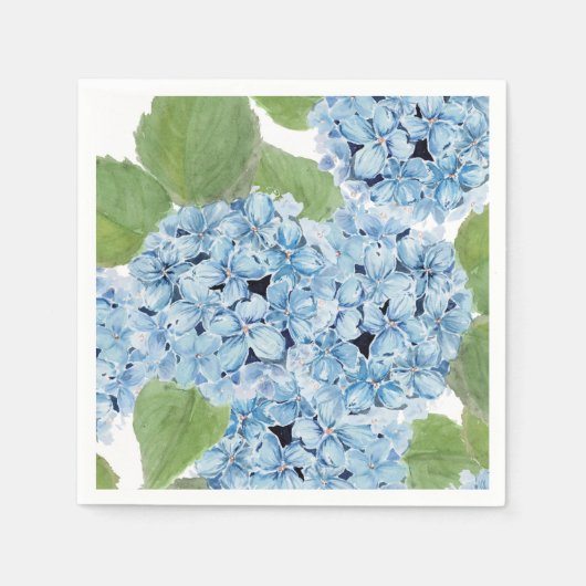 Elegant Watercolor Blue Hydrangea Serviette (Vorderseite)