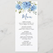 Elegant Watercolor Blue Hydrangea Wedding Menükarte (Vorderseite)