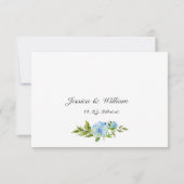 Elegant Watercolor Blue Hydrangea Wedding RSVP Karte (Rückseite)