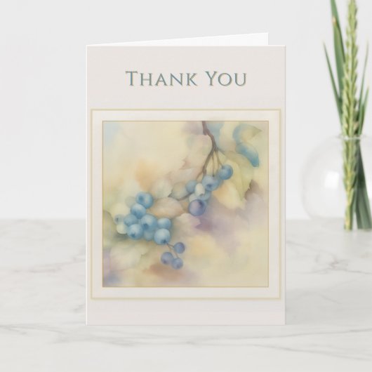 Elegant Watercolor Blueberry “Thank You” Card Karte (Vorderseite)
