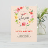 Elegant Watercolor Blush Floral Baby Shower        Einladung (Stehend Vorderseite)