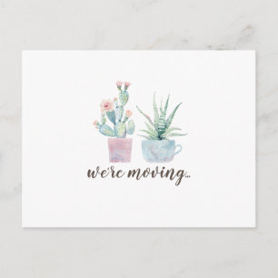 Elegant Watercolor Boho Cactus We Moving Postkarte