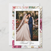 Elegant Watercolor Boho Floral Wedding Dankeskarte (Vorderseite)