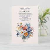 Elegant Watercolor Boho Floral Wedding Einladung (Stehend Vorderseite)