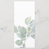 Elegant Watercolor Boho Grünpflanzen Hochzeit Menükarte (Rückseite)