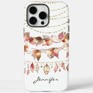 Elegant Watercolor Boho Indian Leaf iPhone 16 Pro Max Hülle