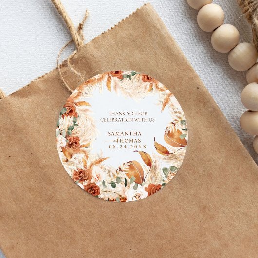 Elegant Watercolor Boho Wedding Sticker