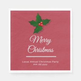 Elegant Watercolor Botanical Design Christmas Serviette