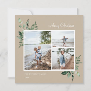 Elegant Watercolor Botanical Greenery Photo Feiertagskarte