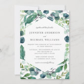 Elegant Watercolor Botanical Greenery Wedding Einladung (Vorderseite)