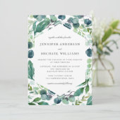 Elegant Watercolor Botanical Greenery Wedding Einladung (Stehend Vorderseite)