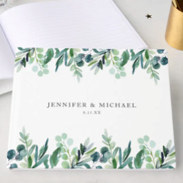 Elegant Watercolor Botanical Greenery Wedding Gästebuch
