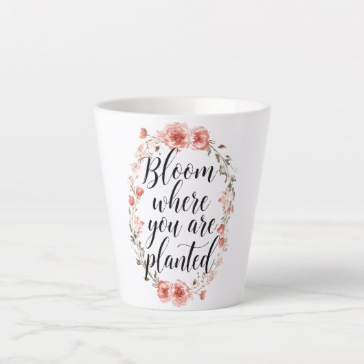 Elegant Watercolor Botanical Message Milchtasse (Vorderseite)
