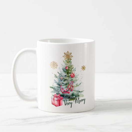 Elegant Watercolor Botanical Snowflake Christmas Kaffeetasse (Links)