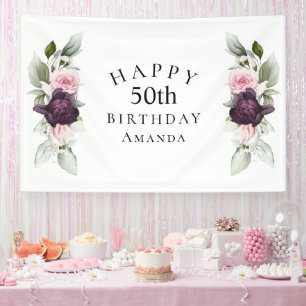 Elegant Watercolor Botanisch 50. Geburtstag Banner