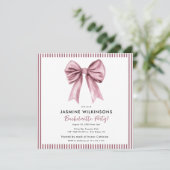 Elegant Watercolor Bow Bachelorette Party Card Einladung (Stehend Vorderseite)