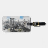 Elegant Watercolor Brooklyn Bridge NYC Gepäckanhänger (Vorderseite horizontal)