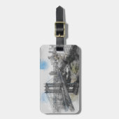 Elegant Watercolor Brooklyn Bridge NYC Gepäckanhänger (Vorderseite vertikal)