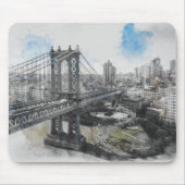 Elegant Watercolor Brooklyn Bridge NYC Mousepad (Vorne)