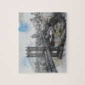 Elegant Watercolor Brooklyn Bridge NYC Puzzle (Vertikal)