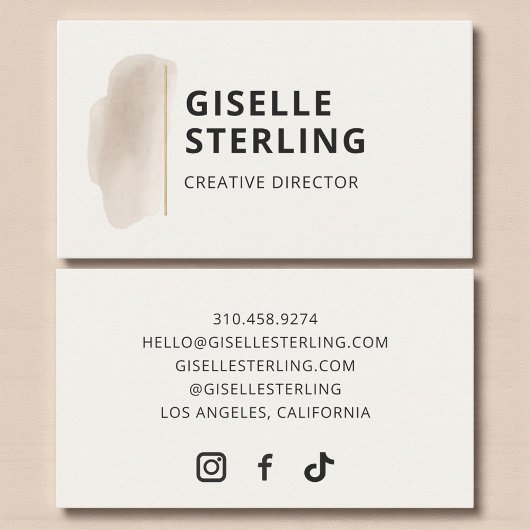 Elegant Watercolor Brushstroke Minimalist  Visitenkarte