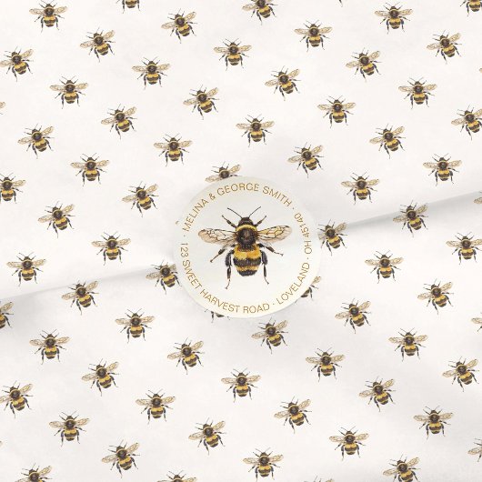Elegant Watercolor Bumblebee Pattern Seidenpapier