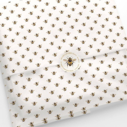 Elegant Watercolor Bumblebee Pattern Seidenpapier