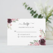 Elegant Watercolor Burgund Mauve Greenery RSVP Karte (Stehend Vorderseite)