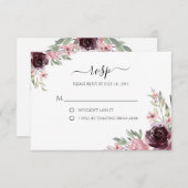 Elegant Watercolor Burgund Mauve Greenery RSVP Karte (Vorne/Hinten)